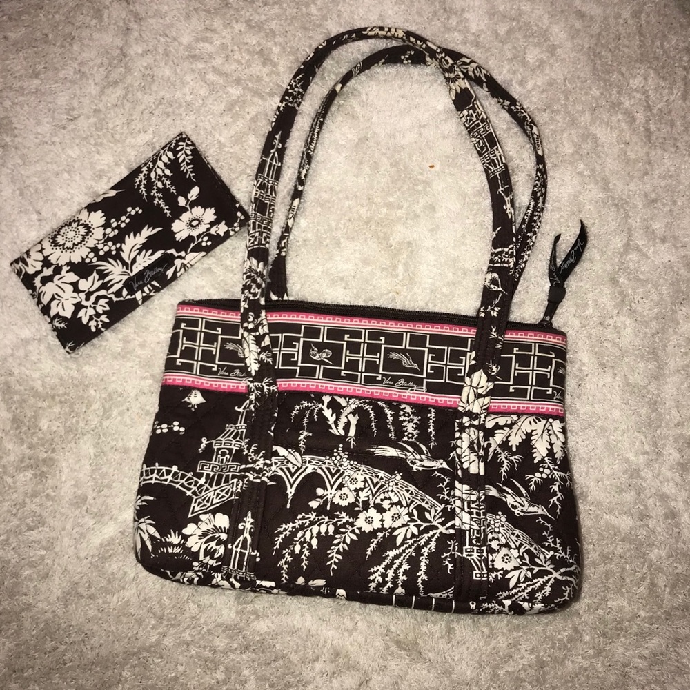 Vera Bradley Pink & Dark Brown purse/small tote